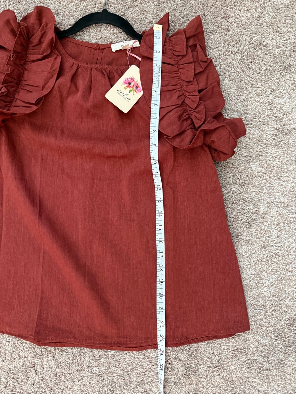 entro Rust Ruffle Sleeve Top - Picture 7 of 7